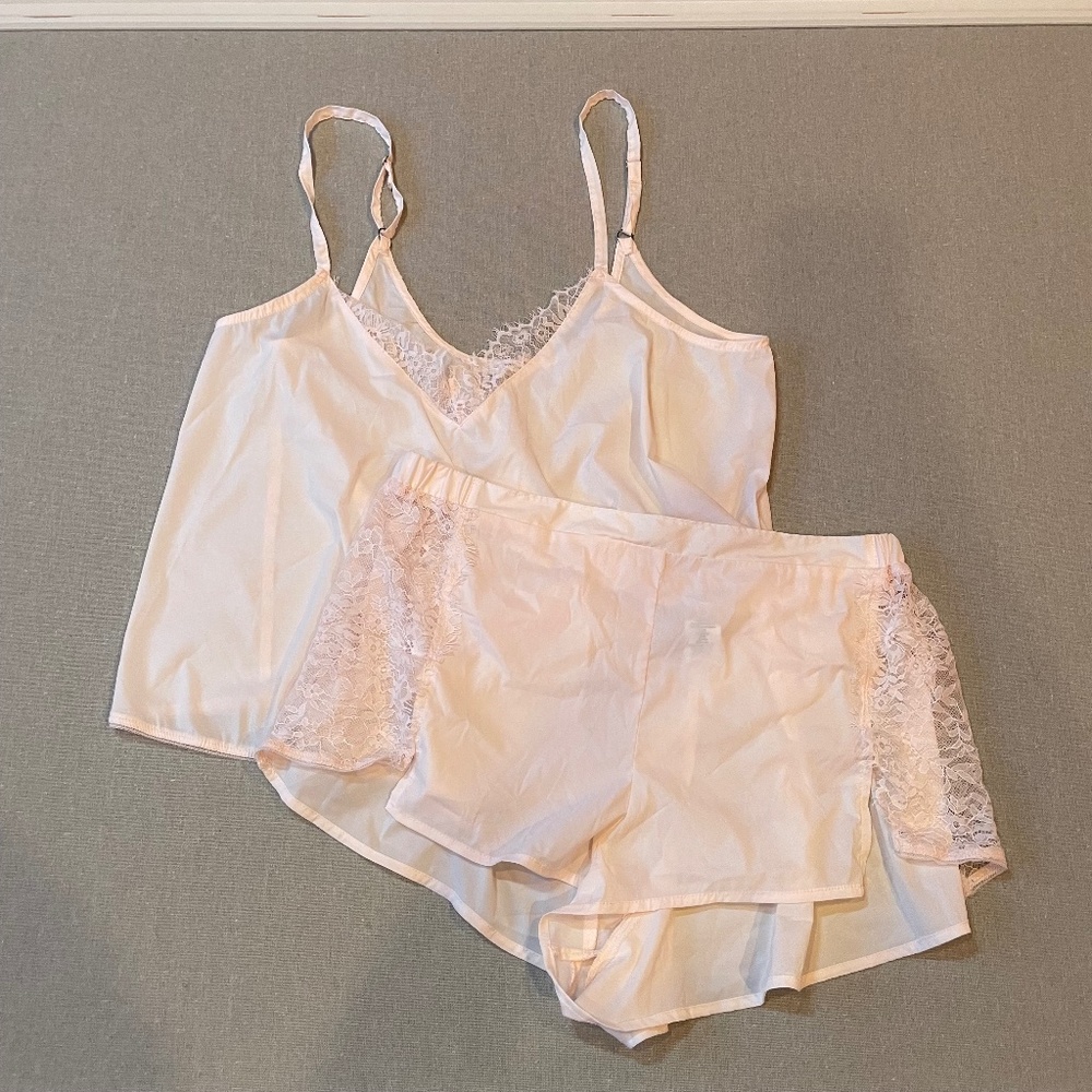 French Connection Matching Set light pink lace size large